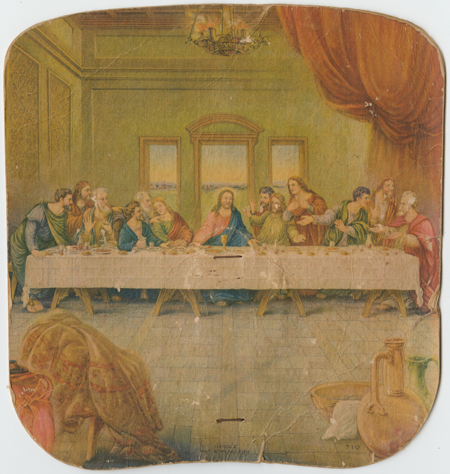 A Rhone family church fan with the image of Leonardo da Vinci’s ‘The Last Supper.’