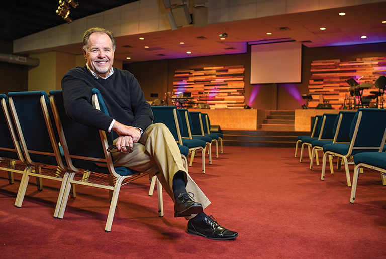 ‘The motto of our church is Building Strong Families,’ said Pastor Jerry Edmon, left, whose church has about 500 members. ‘That’s the thrust for everything we do here.’