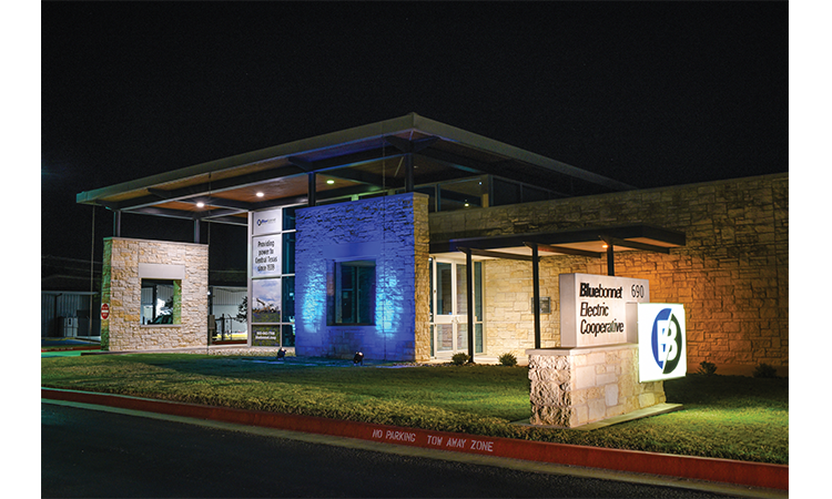 In April, Bluebonnet's member service centers in Bastrop, Brenham, Giddings, Lockhart and Manor will be lighted blue every evening.