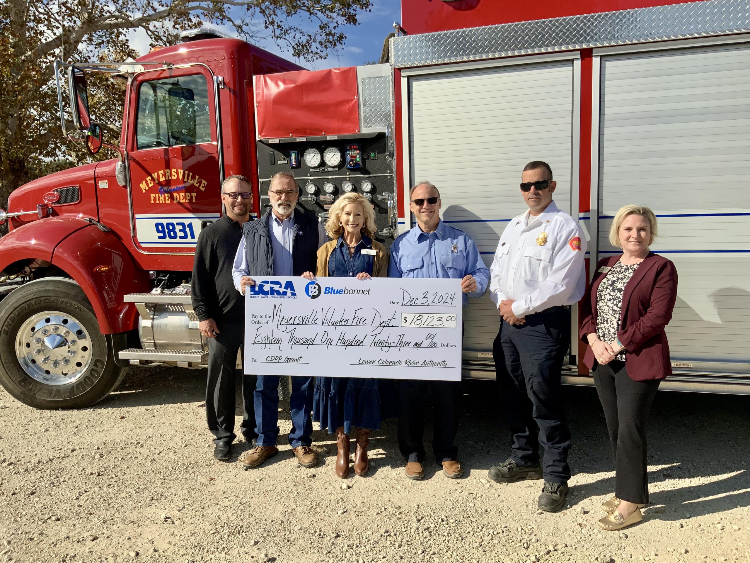 Bluebonnet, LCRA award $18,123 grant to Meyersville Volunteer Fire Department