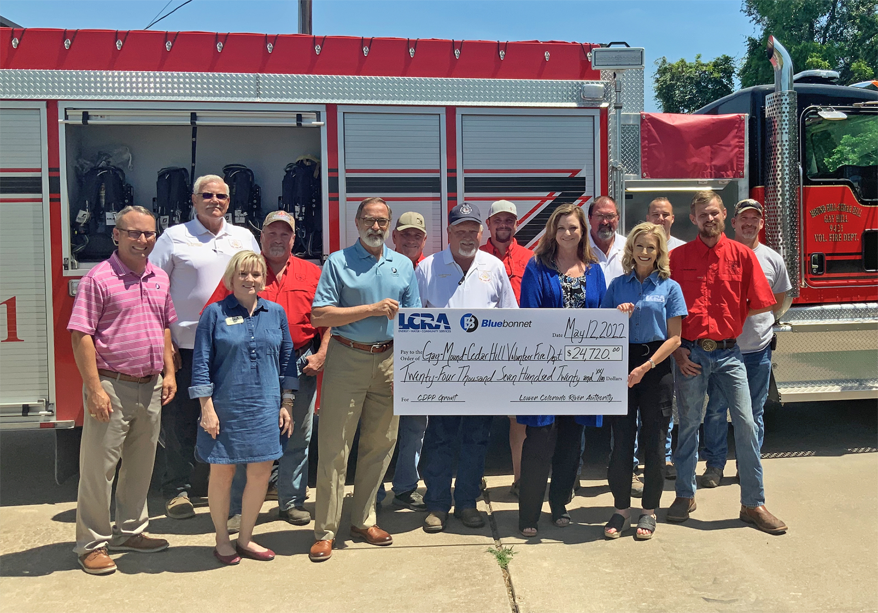 Bluebonnet, LCRA award $24,720 grant to Gay-Mound-Cedar-Hill VFD