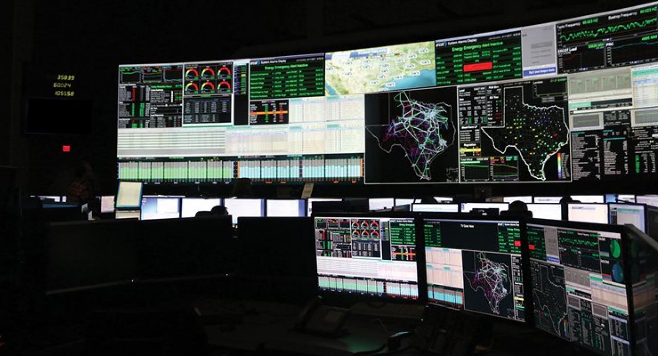 The Electric Reliability Council of Texas manages the flow of electric power to 24 million Texas customers — representing about 90 percent of the state’s electric load. In ERCOT's control room, above, the electric grid is monitored constantly. Photo courtesy of ERCOT