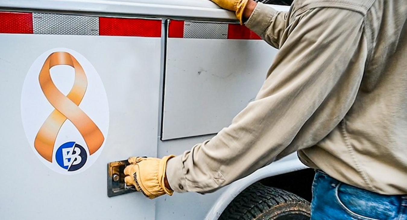 gold ribbon on truck