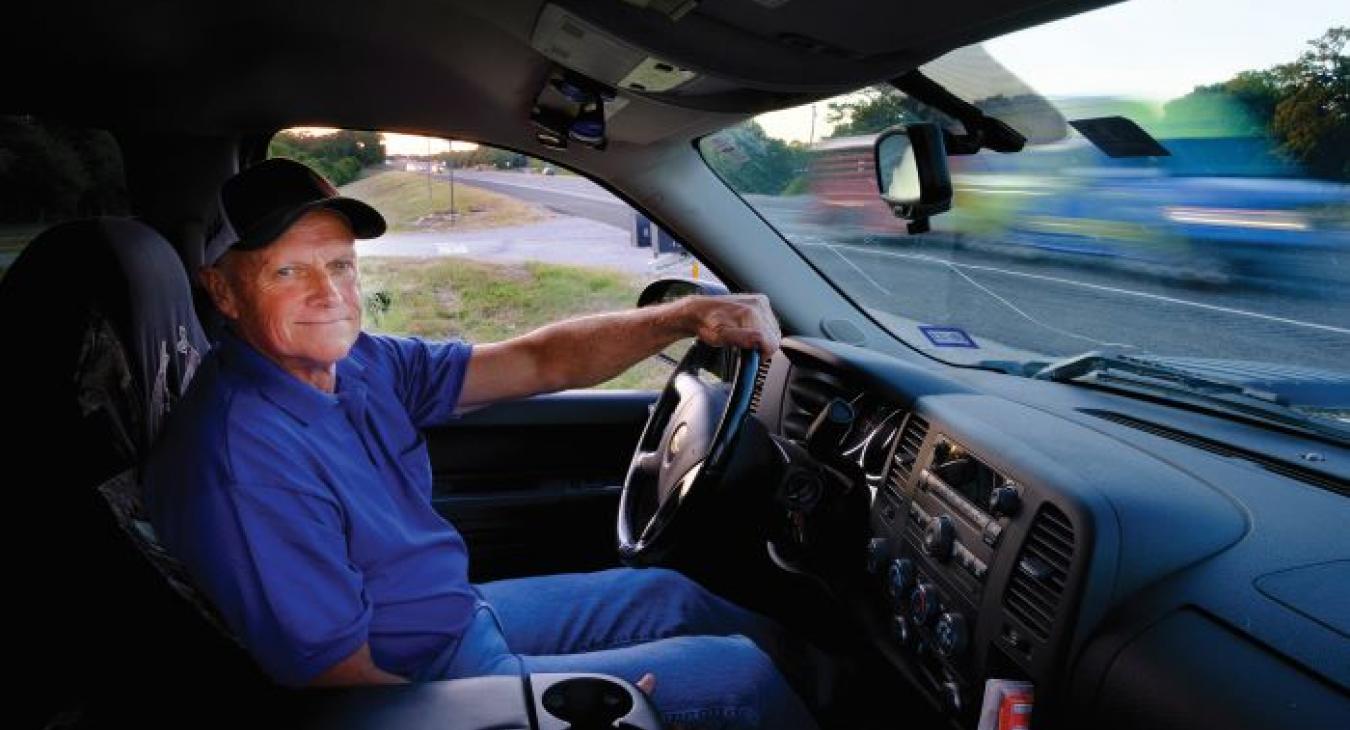 Rick Gaskamp prepares for his commute from Brenham to Houston