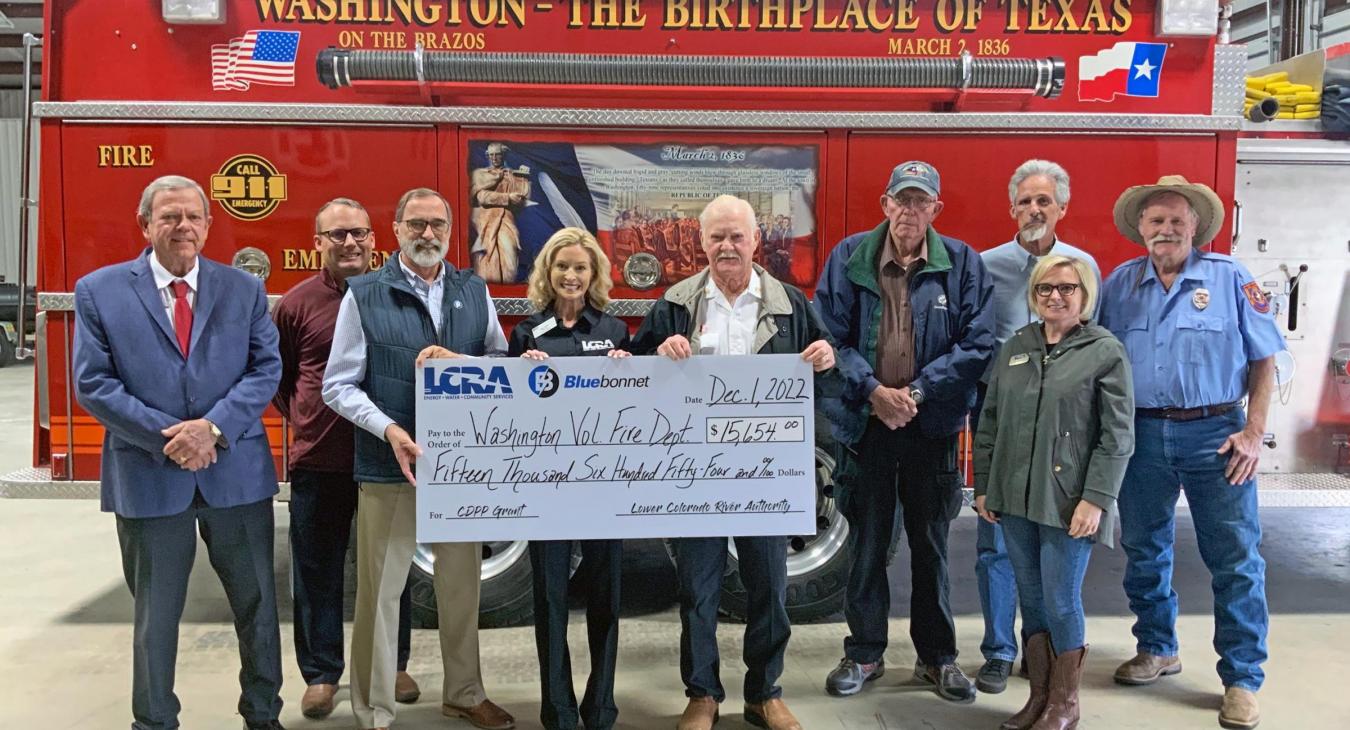 Washington Volunteer Fire Department can soon will purchase new personal protective equipment thanks to a $15,654 grant from Bluebonnet and the Lower Colorado River Authority.